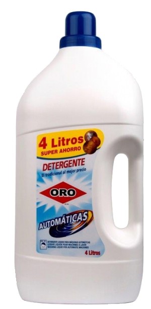 Detergente Líquido Lavadoras Gel Oro 4 L.- Caja 4 unid.