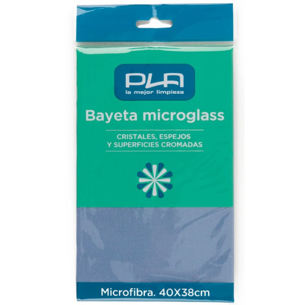 Bayeta microfibra especial cristales y espejos 38x40cm. Pack 2 uds